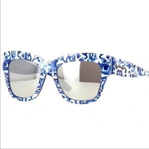Dolce and Gabbana Light Grey Silver/Maioliche Partenopee-Blue Sunglasses 54MM